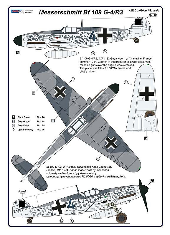 1/32 Decals Messerschmitt Bf 109 G-4/R3 Aufklärer