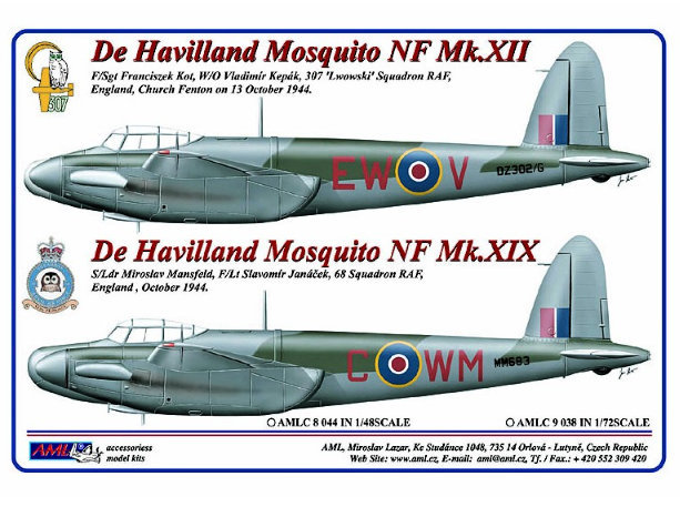 1/72 Decals Mosquito NFXII/NFXIX (307Sq RAF&68Sq)