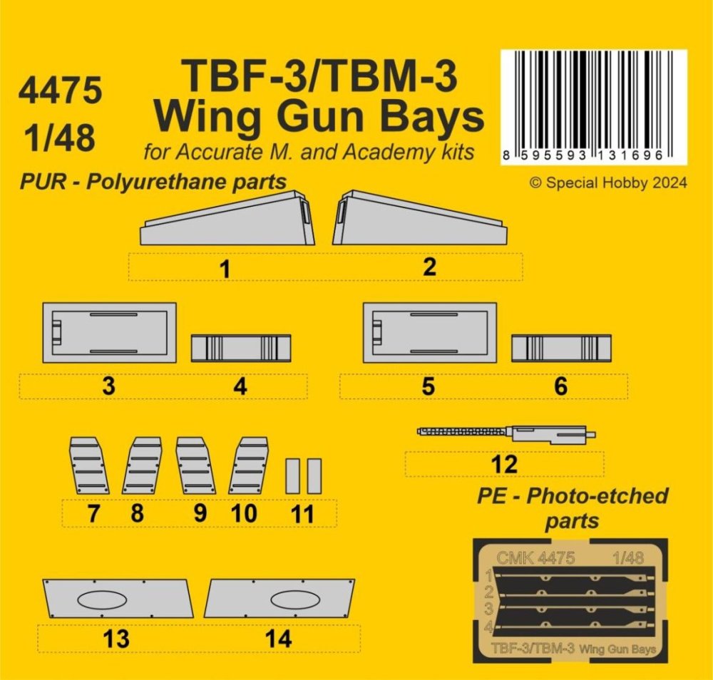 1/48 TBF-3/TBM-3 Wing Gun Bays (ACCUR/ACAD)