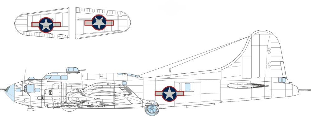 Mask 1/48 B-17F US nat. insignia w/ red outline