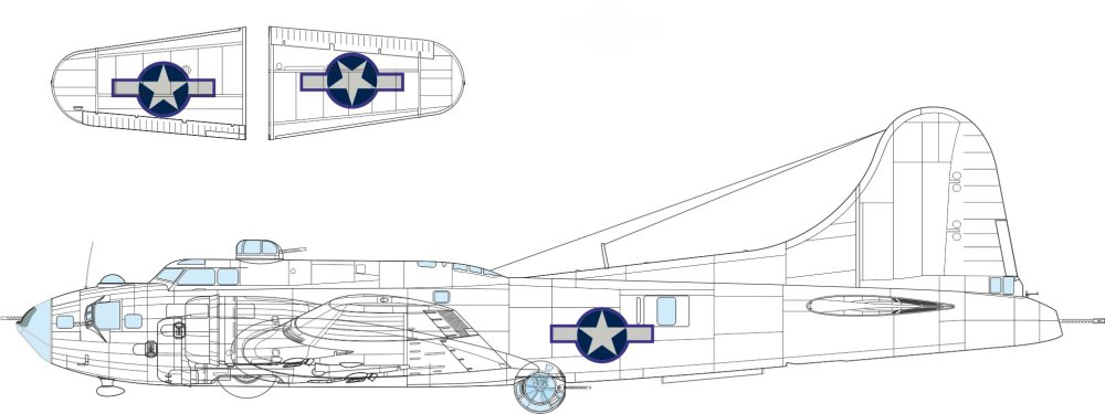 Mask 1/48 B-17F US nat. insignia w/ blue outline