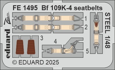 1/48 Bf 109K-4 seatbelts STEEL (EDU)