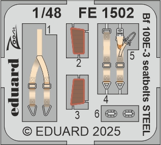 1/48 Bf 109E-3 seatbelts STEEL (HOBBYB)