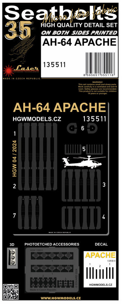 1/35 Seatbelts AH-64 Apache (laser)