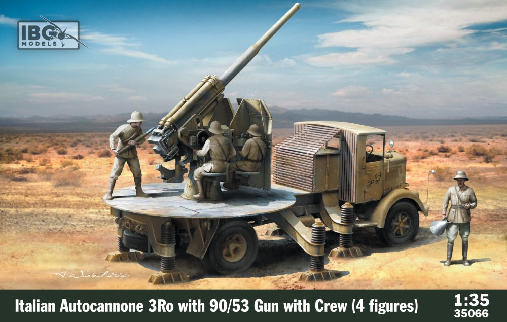 1/35 Italian Autocannone 3Ro w/ 90 Gun & Crew