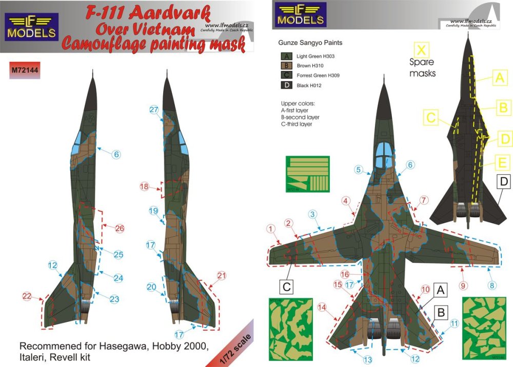 1/72 Mask F-111 Aardvark o.Vietnam Camo Painting