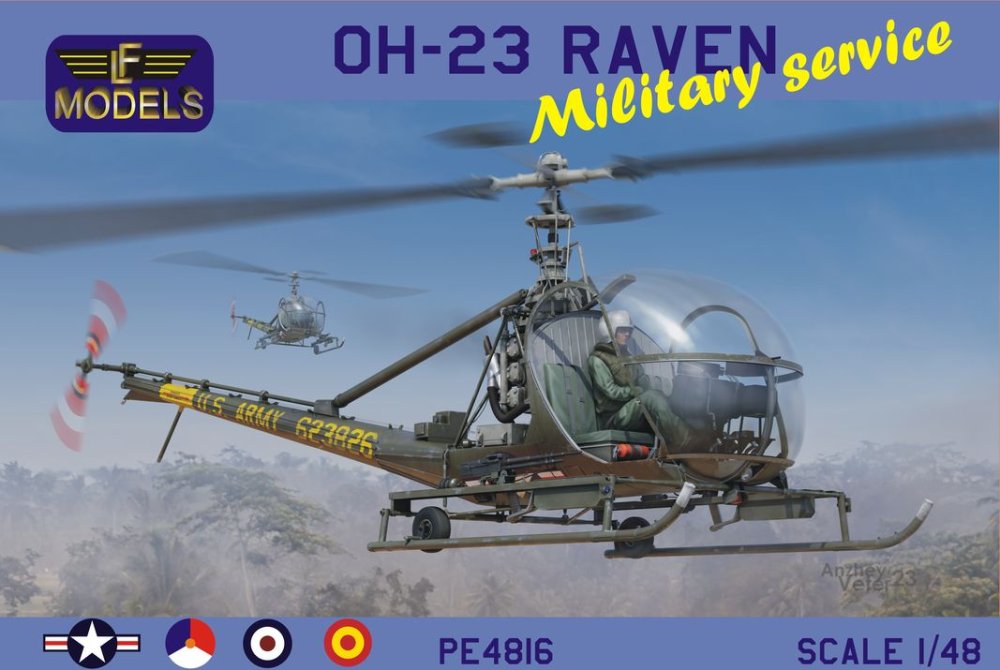 1/48 OH-23 Raven in Military service (4x camo)