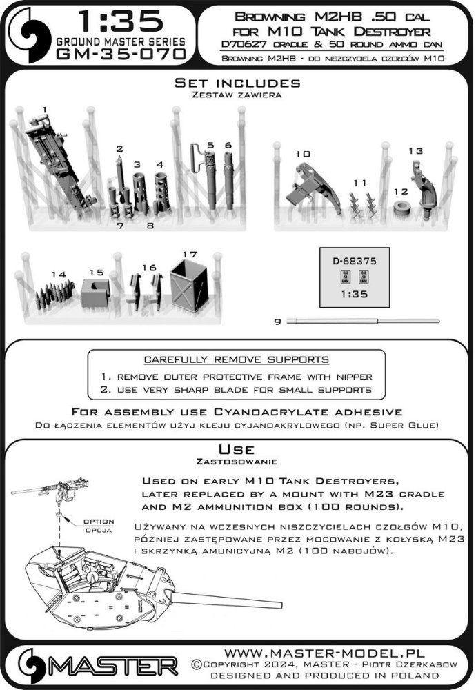 1/35 Browning M2HB .50 cal for M10 Tank Destroyer