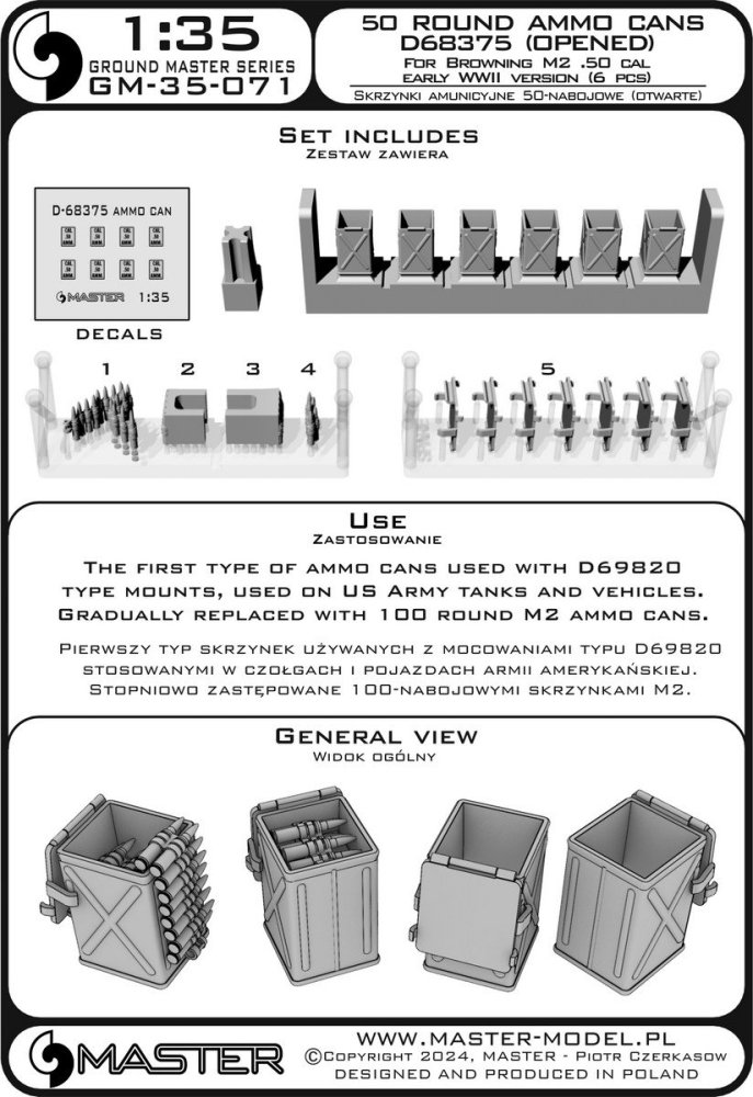 1/35 Early small (50 round) ammunition cans OPENED