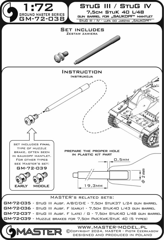 1/72 StuG III / StuG IV 7,5cm StuK 40 L/48 barrel