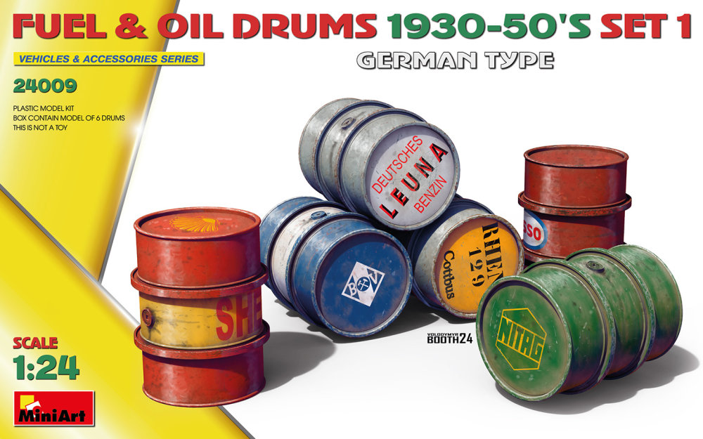 1/24 Fuel & Oil Drums 1930-50's German Type, Set 1