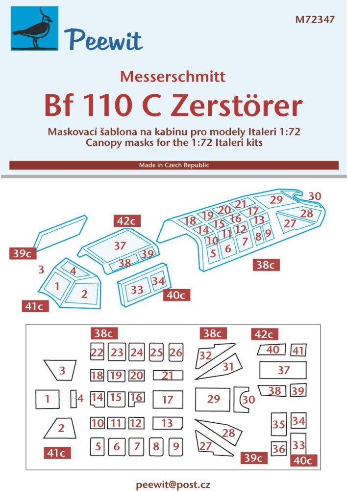 1/72 Canopy mask Bf 110C Zerstörer (ITAL)