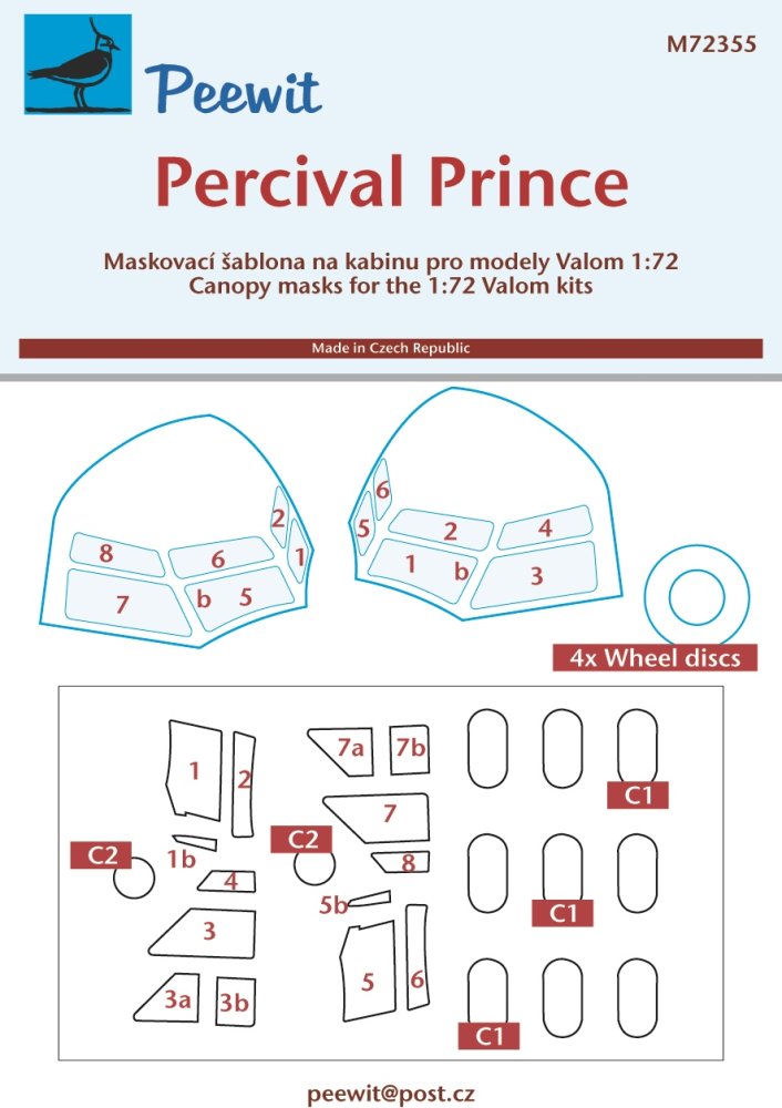 1/72 Canopy mask Percival Prince (VALOM)