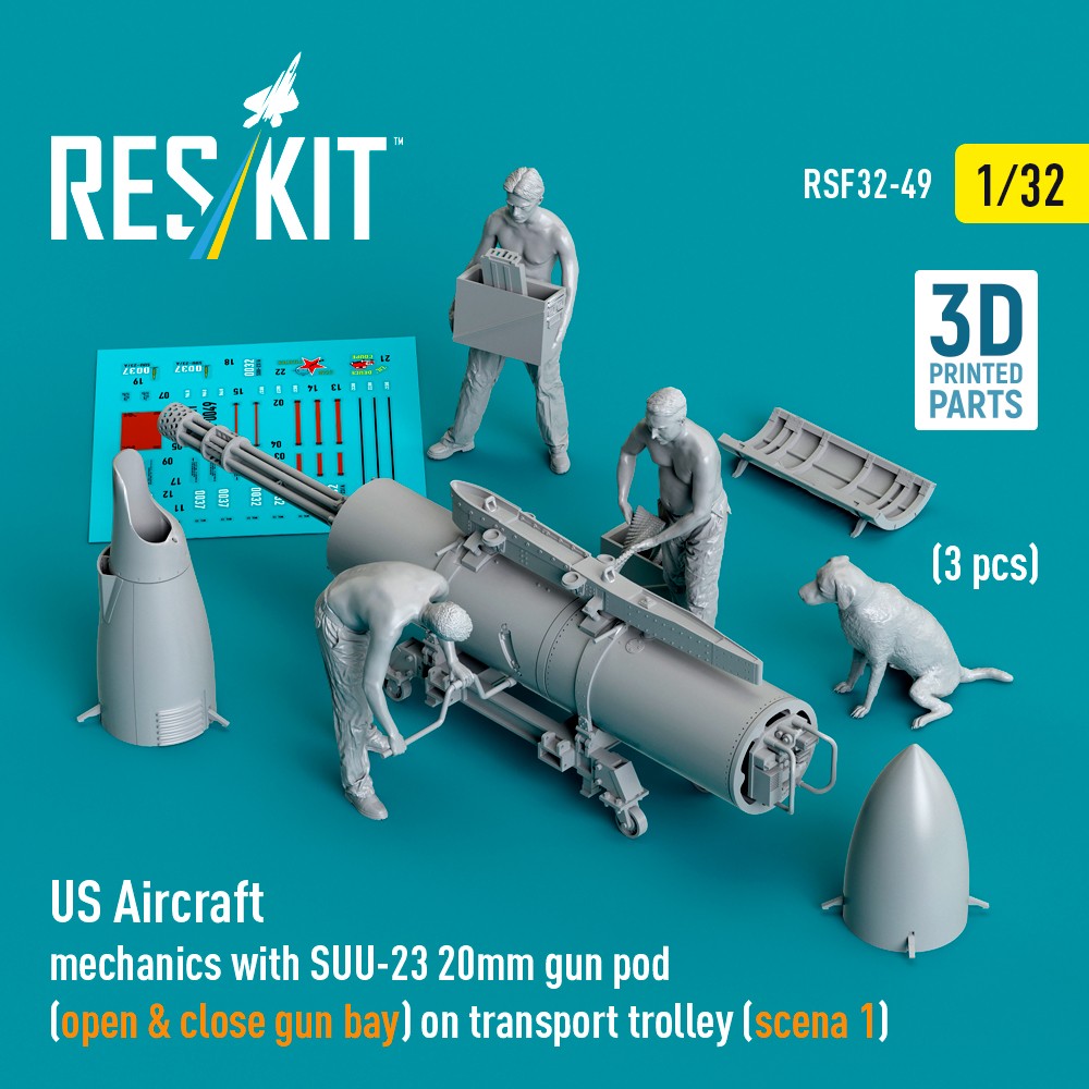 1/32 US Aircraft mechanics w/ SUU-23 20mm (3 fig.)