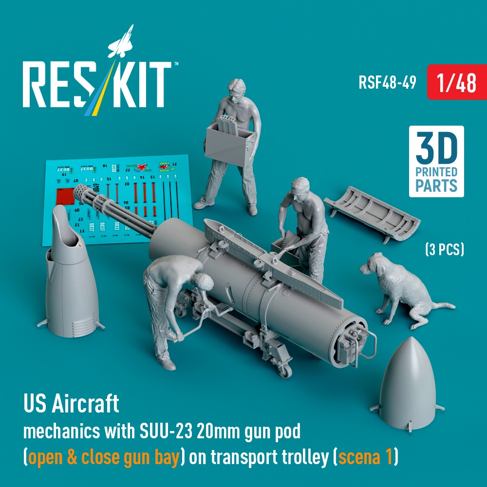 1/48 US Aircraft mechanics w/ SUU-23 20mm (3 fig.)